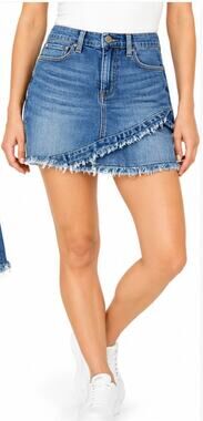 Liverpool Los Angeles Frayed Envelope Denim Skirt 18" Sz 33